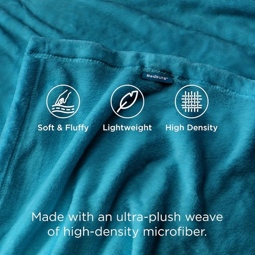 Bedsure Teal Blue Fleece Blanket - Soft, Lightweight 300GSM Plush Blanket for Bed, Sofa, Travel | 50x70 Inches