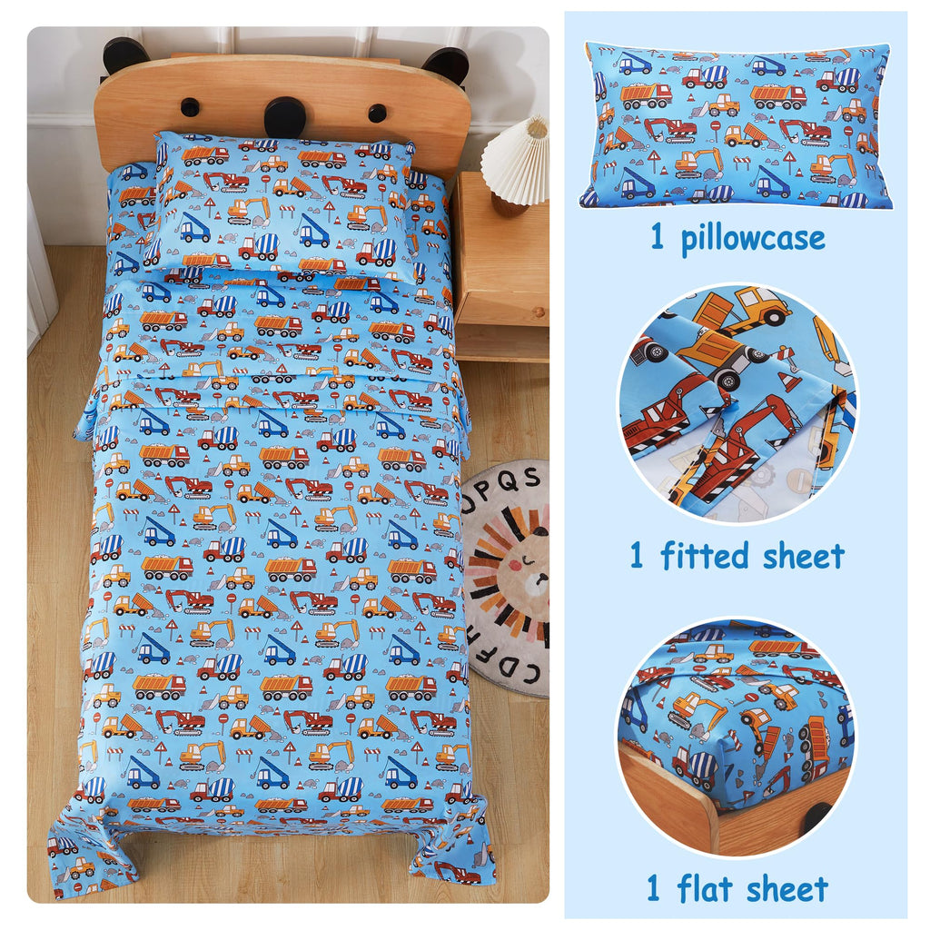 Softan Kids Bed Sheet Set, Girls Twin Size Sheets, Microfiber Fitted Sheet and Pillowcase, Breathable and Silky Soft, 3 Piece Castle Princess Printed Twin Bed Sheet