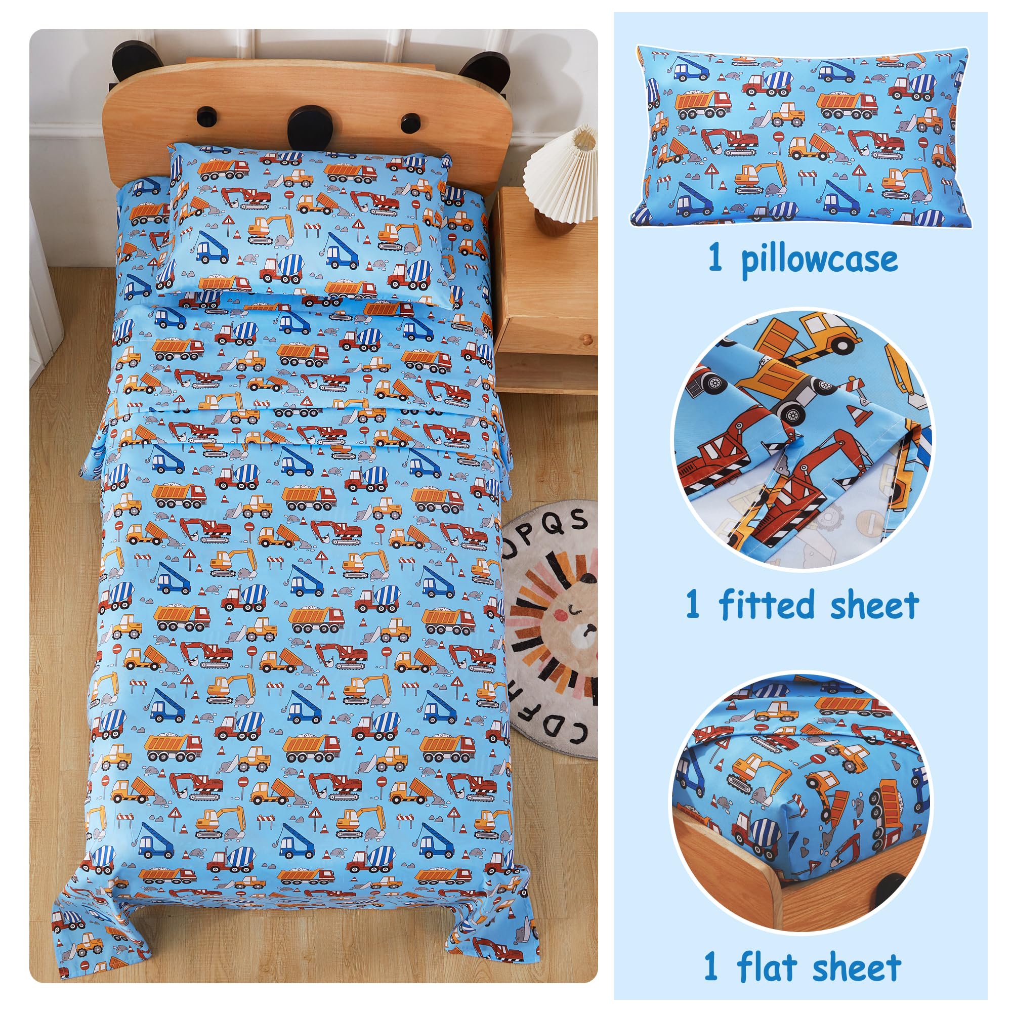Softan Kids Bed Sheet Set, Girls Twin Size Sheets, Microfiber Fitted Sheet and Pillowcase, Breathable and Silky Soft, 3 Piece Castle Princess Printed Twin Bed Sheet