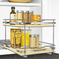 LYNK PROFESSIONAL® Élite™ Pull Out Spice Organization for Cabinets - 10-3/8 inch Wide – Spice Rack for Inside Cabinets – Wood/Chrome - Sliding Spice Rack Organizer for cabinet – Spice Rack - 2 Tier