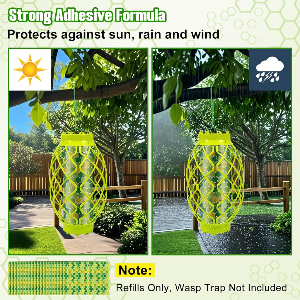 Qualirey Wasp Trap Refills - 20 Pack Super Sticky Replacement Pads for Yellow Jackets | 12 x 8.6 Inch
