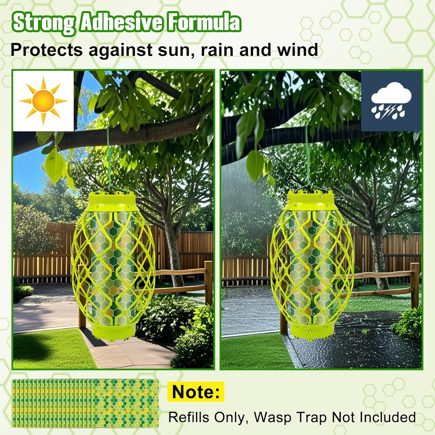 Qualirey Wasp Trap Refills - 20 Pack Super Sticky Replacement Pads for Yellow Jackets | 12 x 8.6 Inch