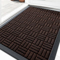 OLANLY Heavy-Duty Front Door Mat - Absorbent Natural Rubber, Non-Slip, 29.5x17 Inches | Stain & Fade Resistant, Brown