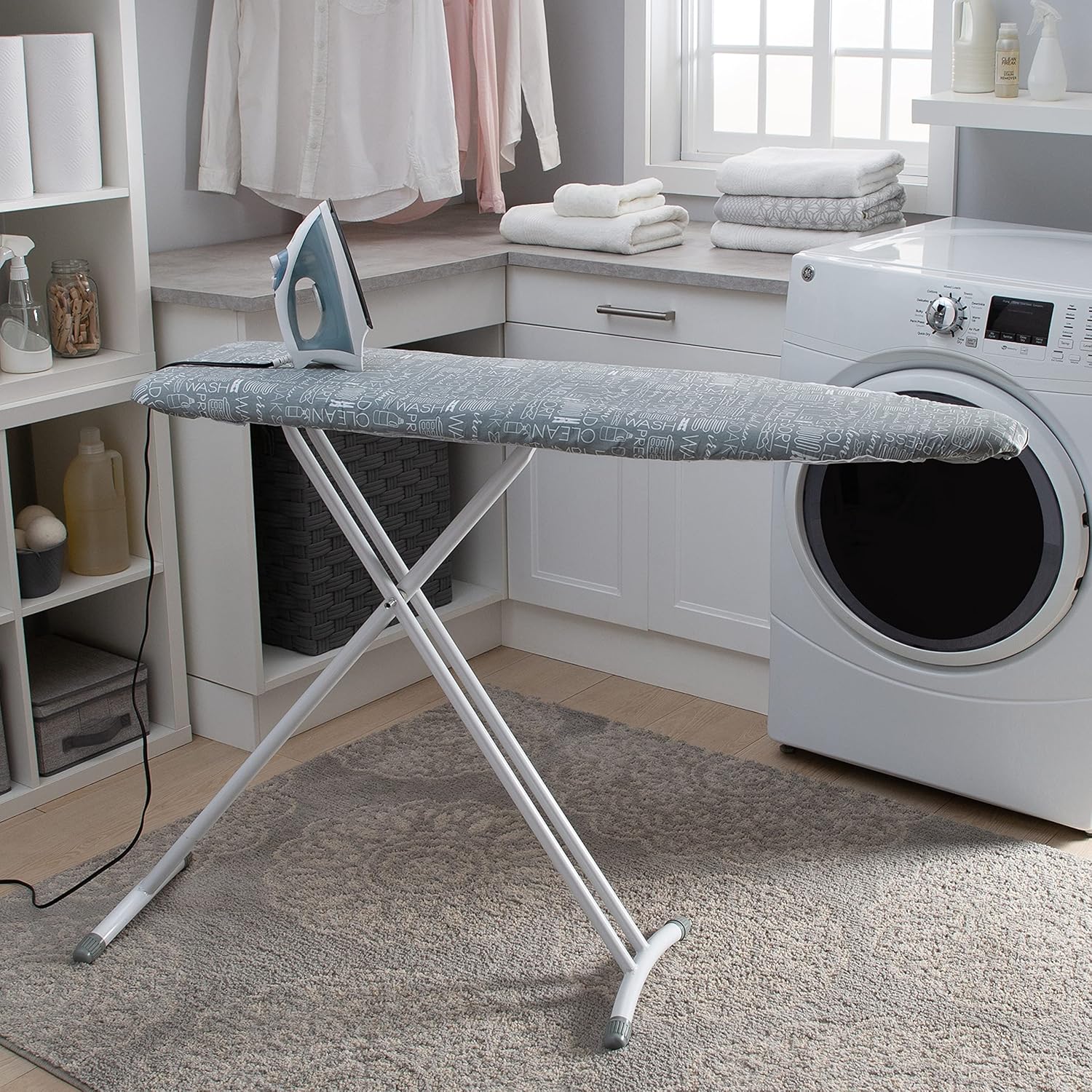 Skiennix Ironing Board Cover - Scorch Resistant Cotton with Thick Padding | Stretch Elastic Fit | Grey
