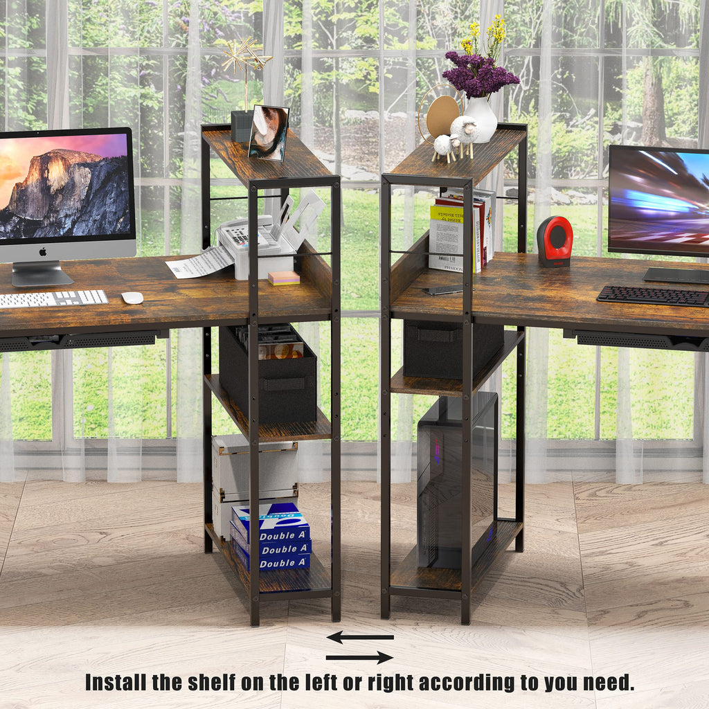 SHW 46-Inch Home Office Mission Computer Desk with Side Shelf and Drawer, Rustic Brown