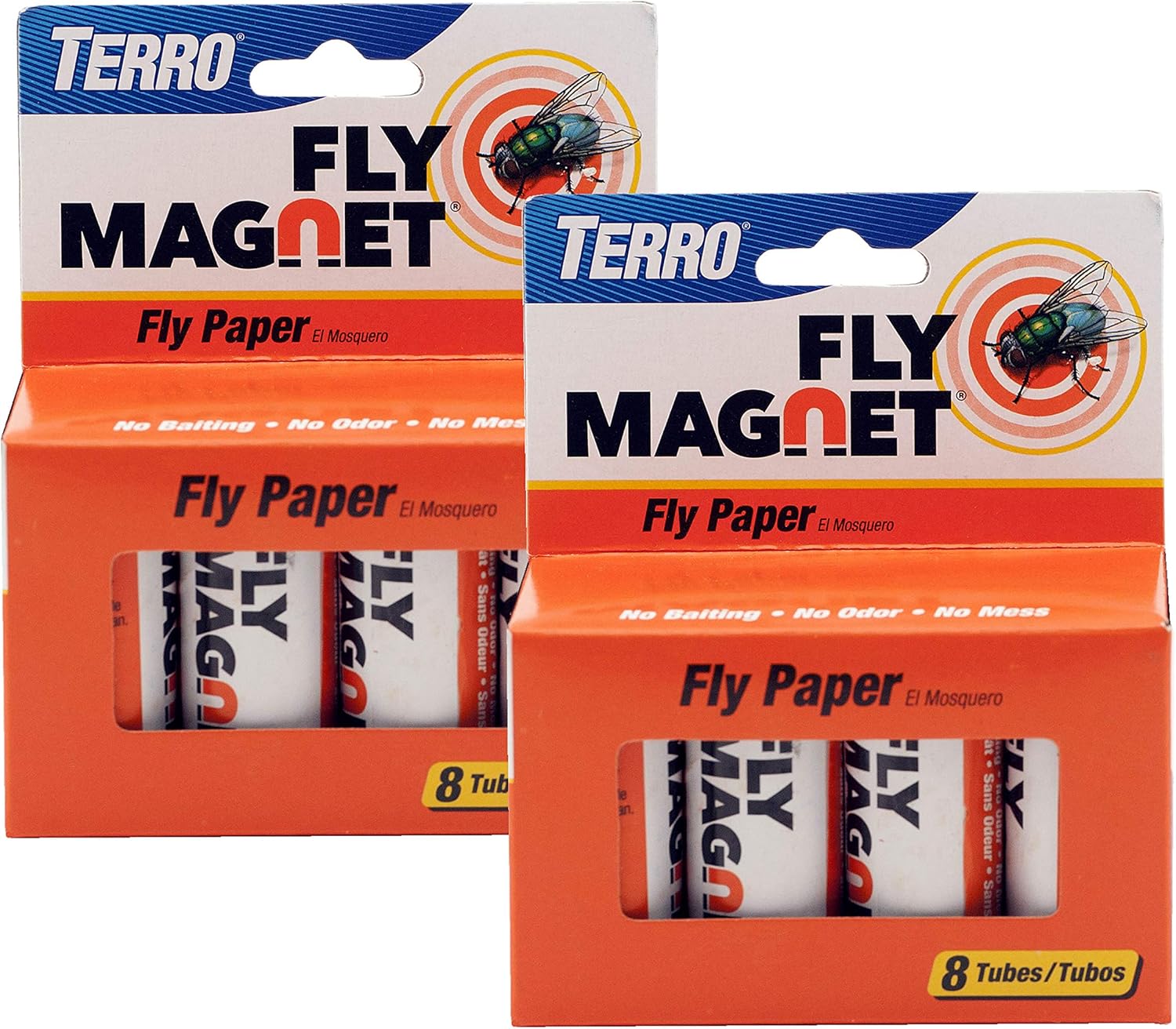TERRO T518 Fly Magnet - 16 Sticky Fly Traps for Indoor Use | 2 Pack Hanging Design