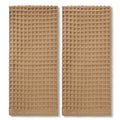 Jacquotha Waffle Bathroom Hand Towels 2-Piece (Tan) – Cotton, Soft, Lightweight, Lint Free, 13” x 29”