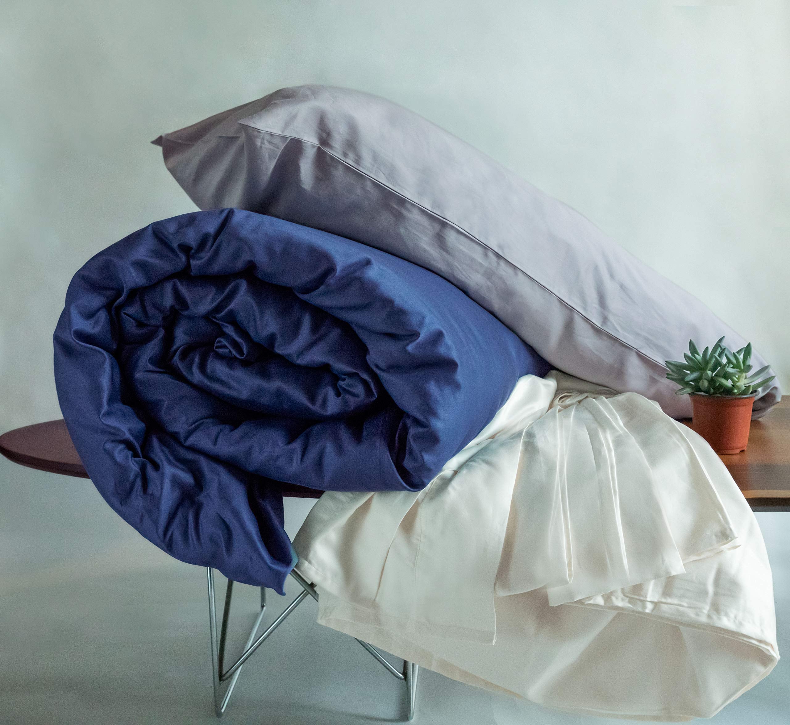 Fabdreams 100% Organic Cotton King Pillow Case Set | California King Size Pillow Case Set | 400 Thread Count | GOTS Certified | Long Staple Cotton | Soft Silky Shiny | 20" x 40" | Dark Blue