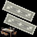 2 Pack 15.7x49.2 Inch Lace Rectangular Table Runner,Beige Dresser Scarf Doilies,Coffee Table Runner for Bedroom Furniture,Home Decor(Window)
