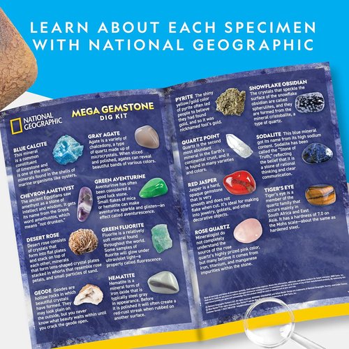 National Geographic Mega Gemstone Dig Kit - Discover 15 Real Gemstones & Crystals | Fun Science Kit for Kids