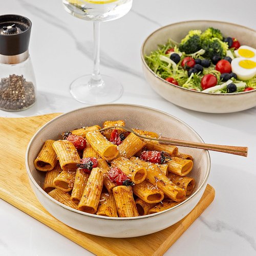 GBHOME Large Ceramic Pasta Bowls Set of 4 - 38oz Stoneware for Pasta, Salad, and Oatmeal | Microwave Safe, Cappuccino
