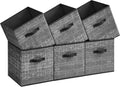 SONGMICS Storage Cubes - 13-Inch Non-Woven Fabric Bins, Set of 6 | Foldable Closet Organizers in Classic Black