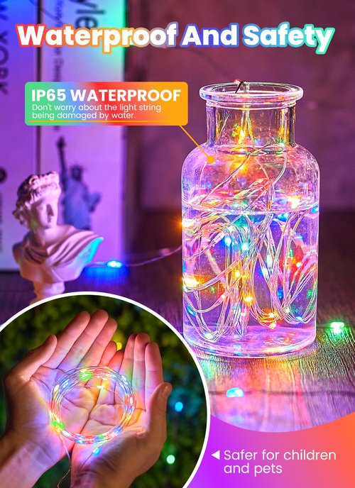 Minetom Fairy Lights with Remote, 66 Feet 200 Led Firefly String Lights Plug in for Bedroom Home Wall Ceiling Christmas Tree Wreath Craft Wedding Party Indoor Outdoor Decoration, Multicolor