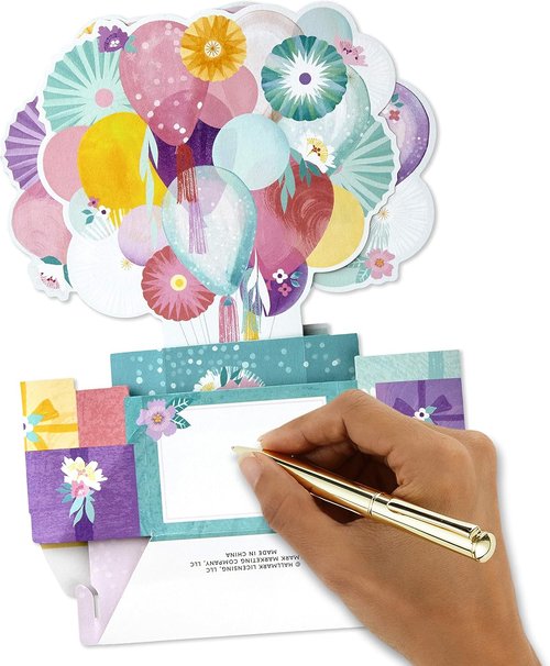 Hallmark Pop-Up Birthday Card for Women - Beautiful Flower Balloons Design