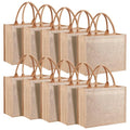 butarfe 10 Pack Reusable Jute Tote Bags with Handles, 15.1X11.8X5.5 Inch Large Natural Blank Burlap Tote for Grocery Shopping, Weddings, Travel, Bachelorette Parties & DIY Embroidery Crafts