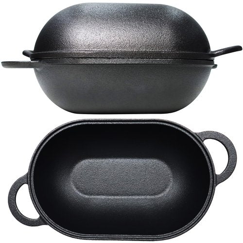 Crucible Cookware Cast Iron Bread Pan with Lid (Pre-Seasoned) with Loop Handles – Oven Safe Form for Baking and Cooking, Artisan Bread Kit - Loaf Pan