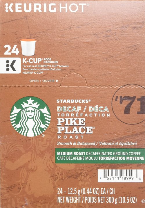Starbucks Decaf Pike Place Roast, K-Cup for Keurig Brewers, 96 Count