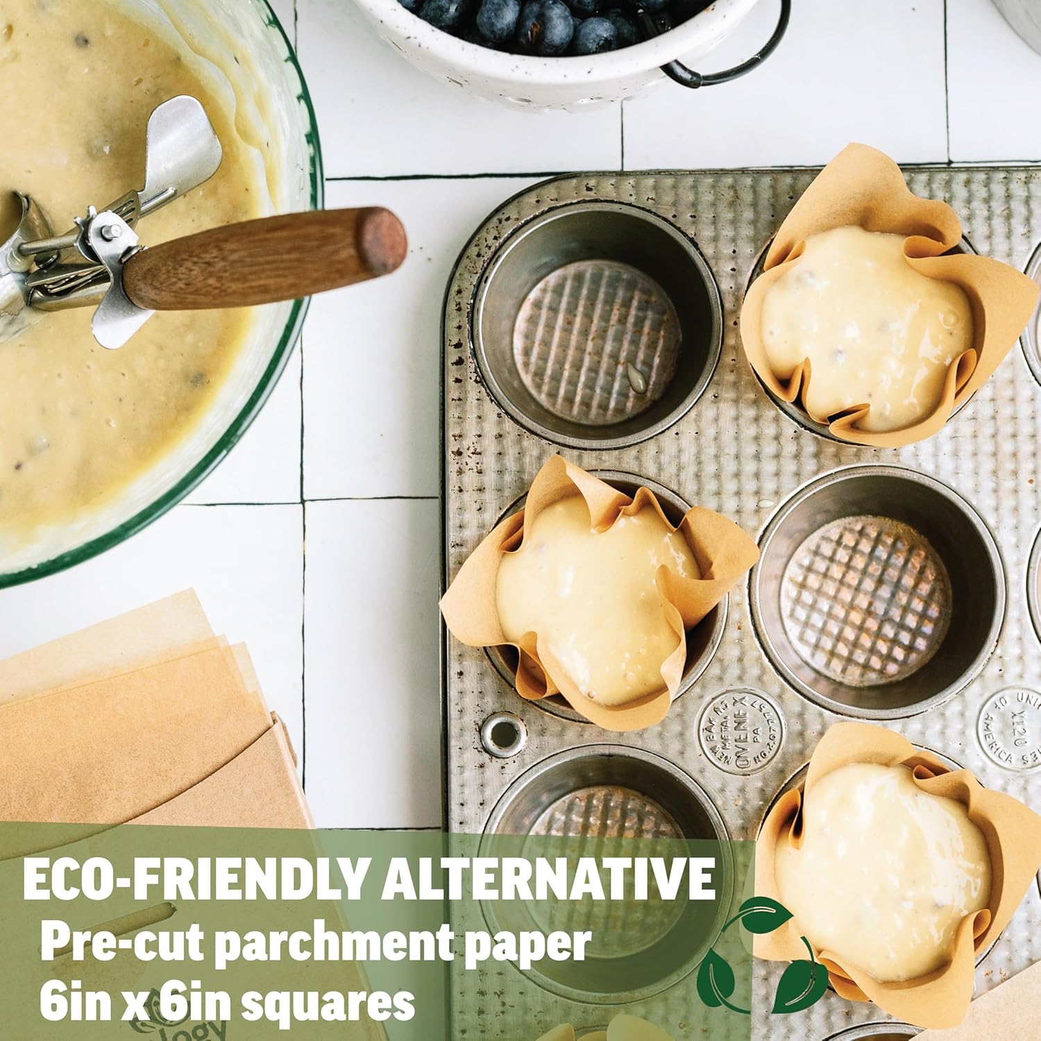 Zenlogy Parchment Paper Squares - Unbleached, Non-Stick, Pre-Cut 6x6 Sheets (200 Count) for Baking & Crafting