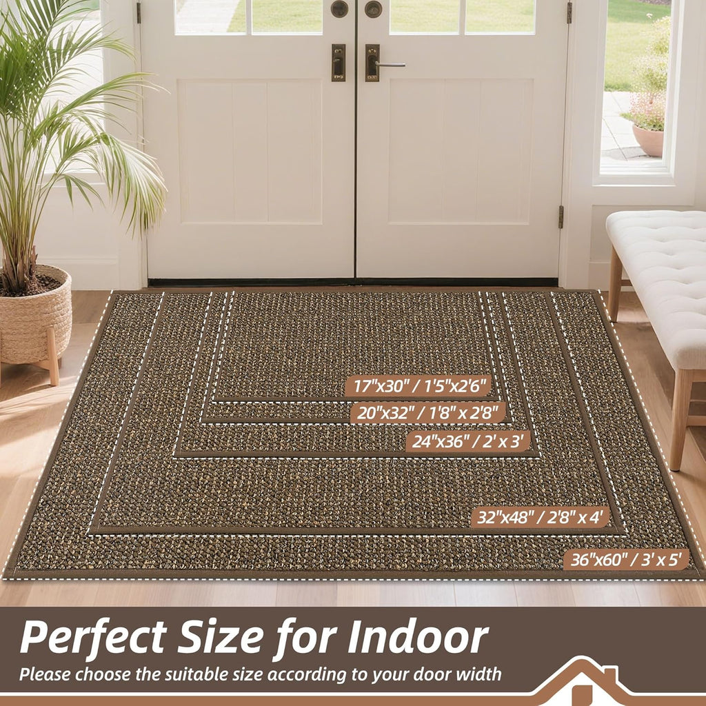 BEQHAUSE Dirt Trapper Door Mat - Non-Slip, Washable, Absorbent Entrance Mat | 36" x 60", Brown