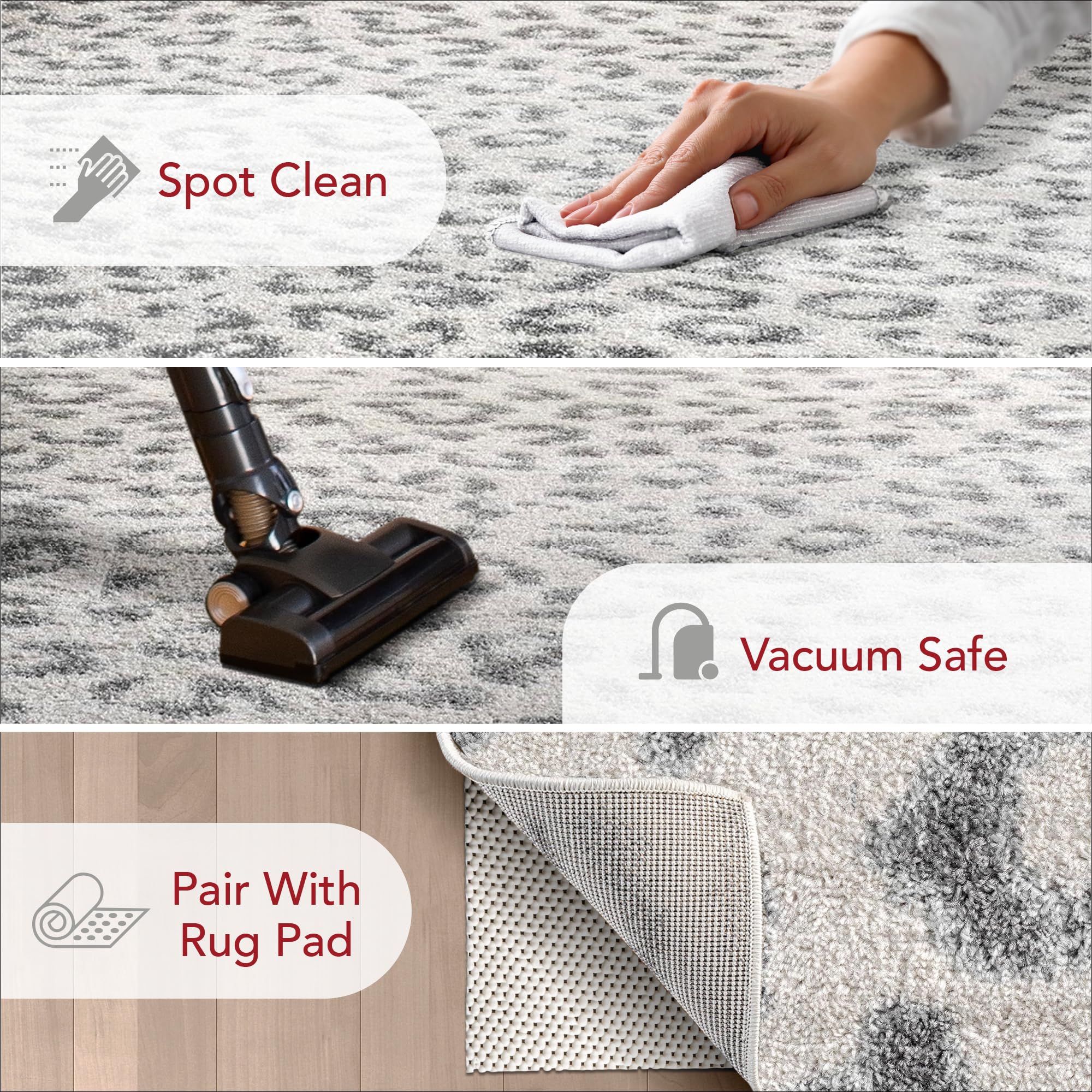 Nuloom Annette Grey/Off-White, 6'7" x 9', Leopard Print, Soft and Cozy, High Traffic, Stain Resistant, Easy Clean, Durable Area Rug for Bedroom, Living Room, Dining Space, Den, Foyer, Entryway