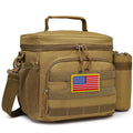 TACTICISM Lunch Box for Men - 12L/20L/25L Tactical Lunch Bag Adult - MOLLE Insulated Leakproof Lunch Pail with Detachable Water Bottle Pouch - Lunch Cooler for Work and Outdoors, Brown