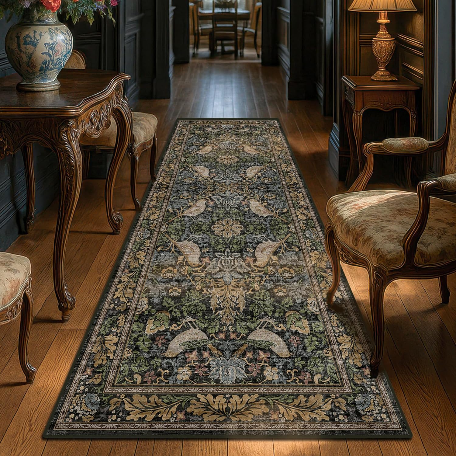Skiennix Floral Kitchen Runner Rug - 2x6 Non-Slip Washable Design for Hallway, Bathroom & Entryway