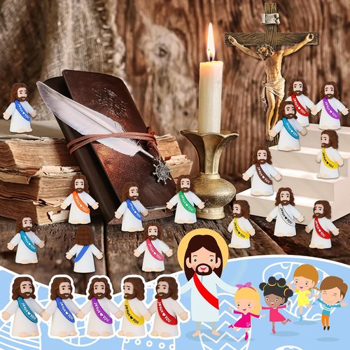 Bamamon Mini Jesus Figurines - 50 Pcs Bulk Easter Toys for Sunday School & Baptism Gifts