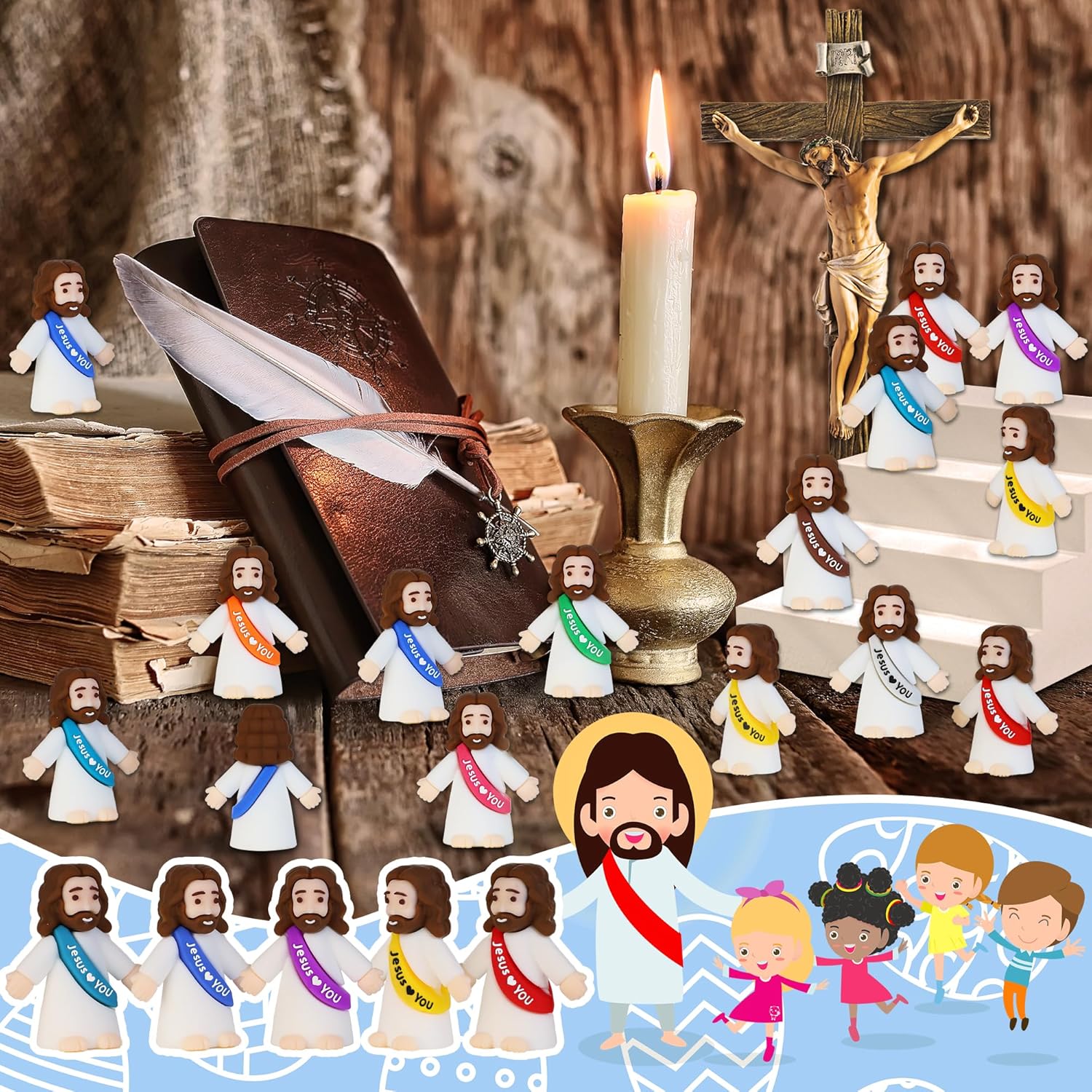 Bamamon Mini Jesus Figurines - 30 Pcs Easter Party Favors | Tiny Christ Toys for Sunday School