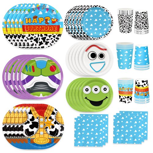 120pcs Birthday Party Supplies Include Cloud Plates Napkins Cup Dessert Plates Disposable Paper Tableware Set Kids Birthday Party Decorations For 30 Guests