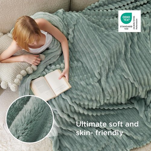 Bedsure GentleSoft Fleece Blanket - Cozy Large Throw for Bed, Sage Green, 120x120 Inches
