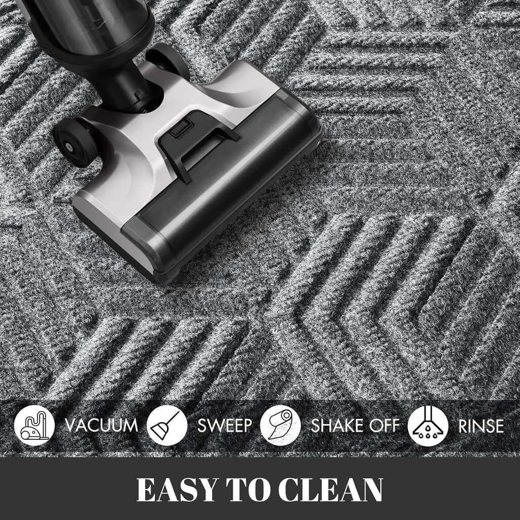 Yimobra Large Door Mat - All-Season Waterproof Outdoor Mat with Drainage Holes | 36x24, Heavy Duty Non-Slip for Entryway, Black Gray