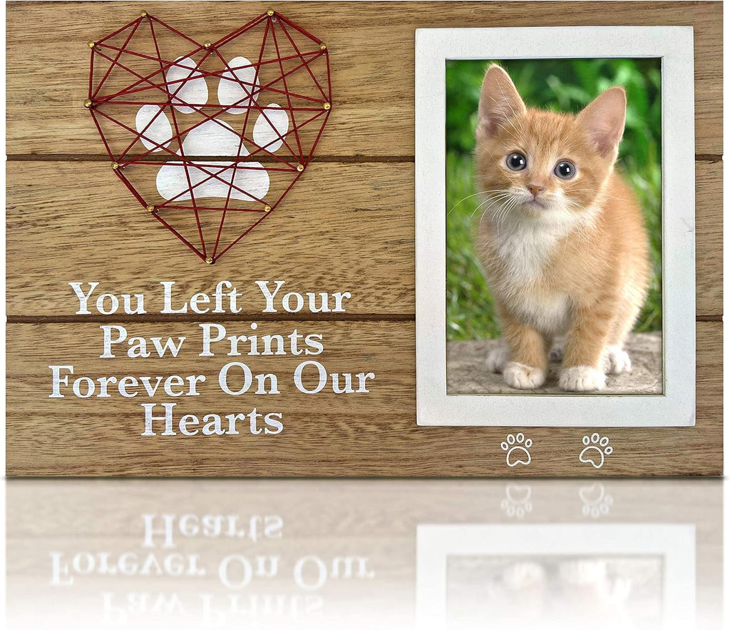OakiWay Pet Memorial Picture Frame - 4x6 Paw Print Design for Dog & Cat Remembrance Gifts