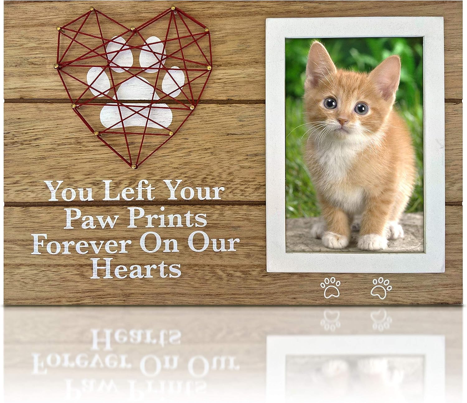 OakiWay Pet Memorial Picture Frame - 4x6 Paw Print Design for Dog & Cat Remembrance Gifts