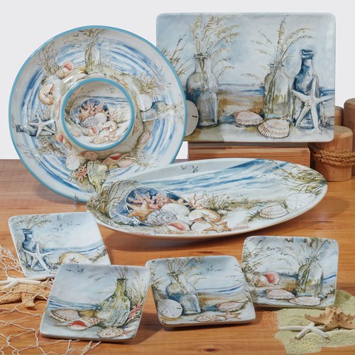 Certified International Coastal Landscape 9" Salad/Dessert Plates, Assorted Designs, Multicolor, Medium, Set of 4 (Pack of 2)