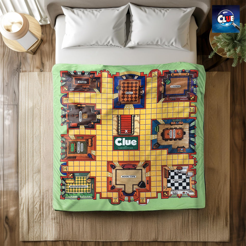 Surreal Entertainment Clue Game Board | Clue Throw Blanket | Oversized Clue Game Board | Giant Clue Floor Board Game | 60 X 60 Inches | Officially Licensed