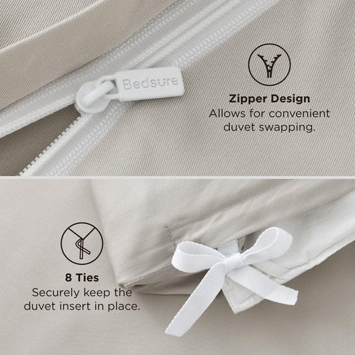 Bedsure 100% Rayon Derived from Bamboo Duvet Cover King Size - Lightweight Silky Cooling Comforter Cover Set for Hot Sleepers, Breathable & Moisture-Wicking Bedding Set, Linen