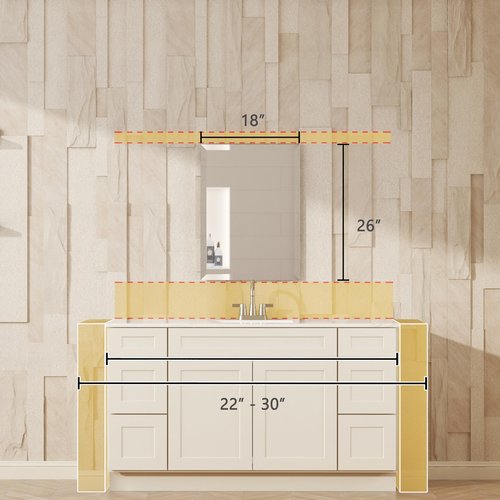 VocalStar Frameless Bathroom Mirror, 18" x 26" Rectangle Wall Mirror with Beveled Edge, Modern Decorative Vanity Mirrored for Living Room, Entryway, Bedroom | 1/4-Inch Shatterproof Glass