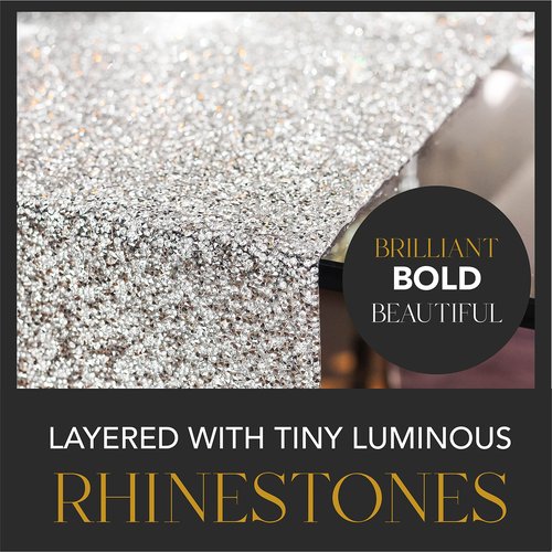 Luminous Table Runner, Colorful, Sparkling Rhinestones, Non-Slip Back, for Fun or Formal Dining Table Setting, Event, Wedding, Lavender, 72", Sold Individually