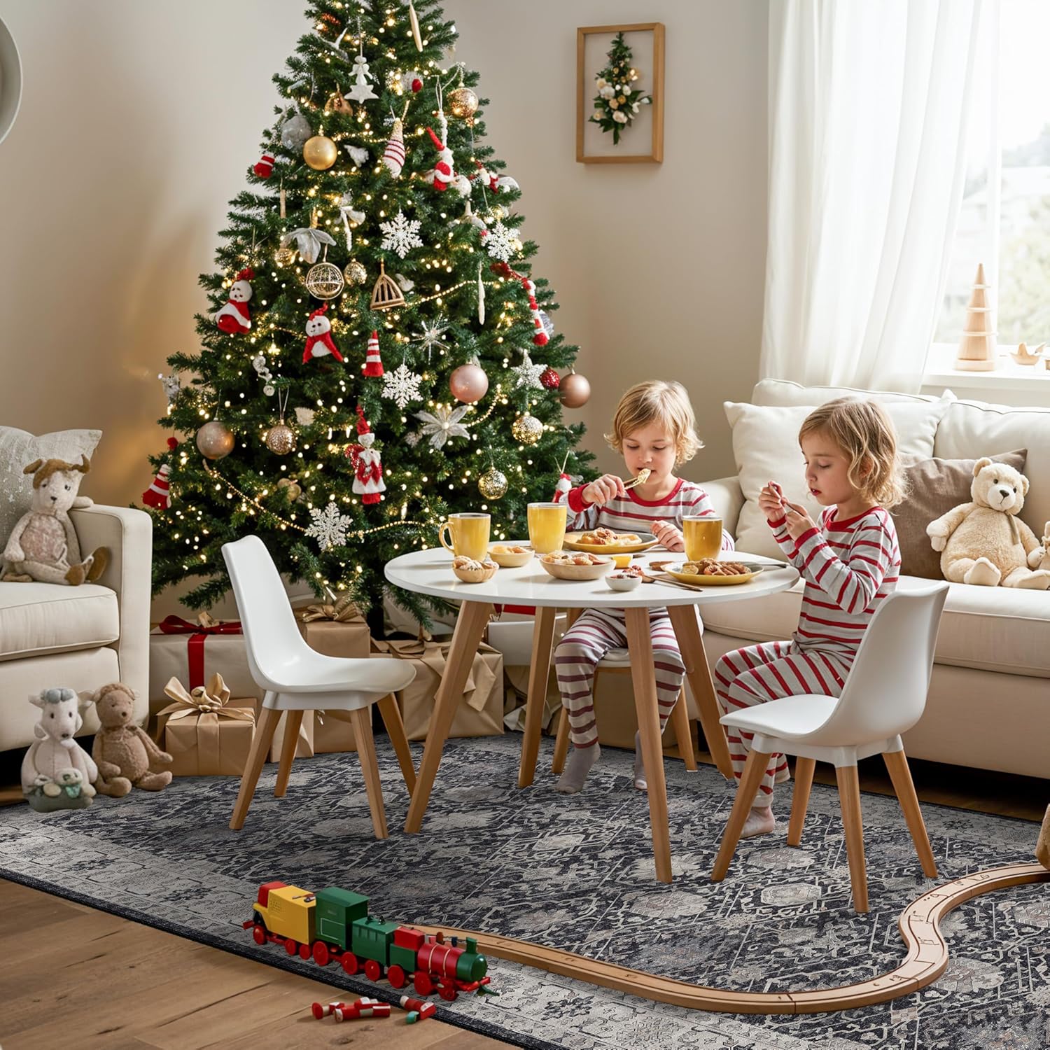 Skiennix Washable 4x12 Hallway Runner Rug - Vintage Soft Carpet, Stain Resistant, Non-Slip Backing | Black