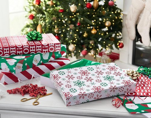 American Greetings Christmas Gift Boxes - Festive Designs with Lids, Assorted Sizes (6 Medium & 4 Large)