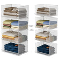 Tiaoheka 4-Tier Stackable Closet Organizers and Storage Shelves, Foldable Closet Shelf Organizer, Stackable Storage Bins Drawers for Closet Organizer System, White(Patent Pending)