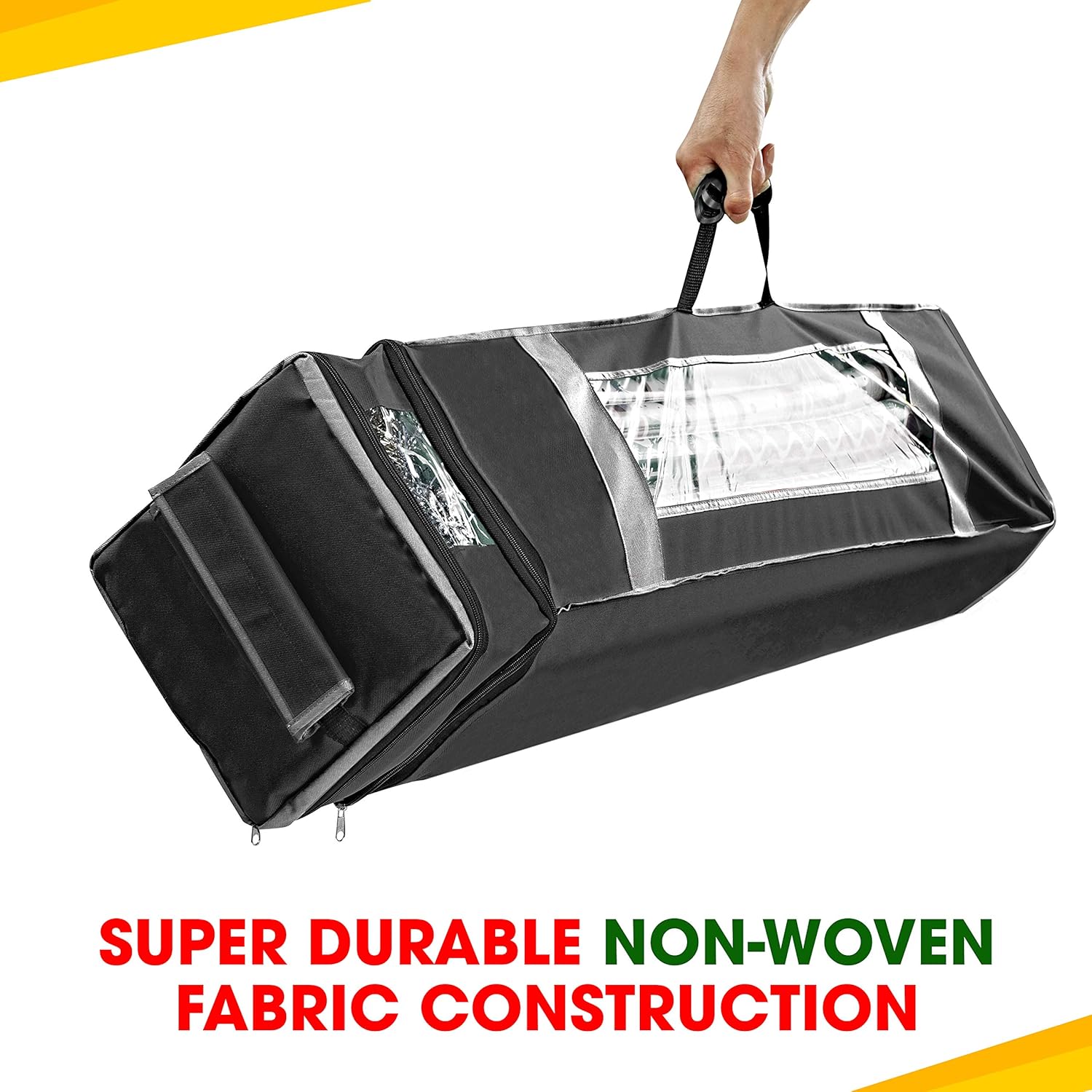 ProPik Holiday Wrapping Paper Storage Organizer Bag - Heavy Duty with Clear Window, 47" x 10" x 10", Black