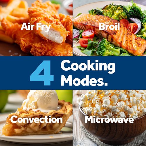 GE 4-in-1 Countertop Microwave Oven - 1.0 Cu Ft, 1050W Convection with Air Fry & Broil | Compact Stainless Steel for Apartments & Offices