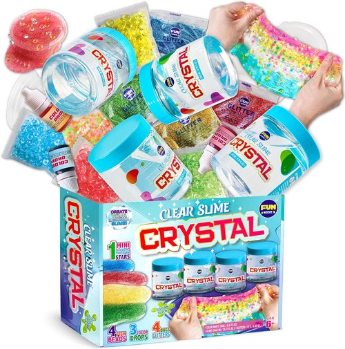 FunKidz Clear Slime Pack - 35.16 FL OZ | 4 Huge Glassy Slime Toys for Kids Ages 6-12