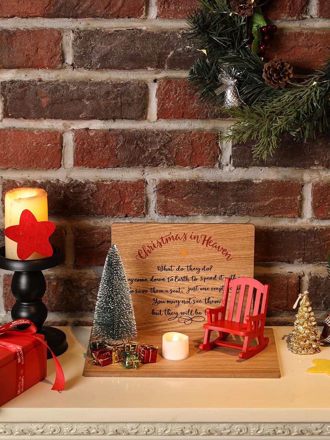 Regine Switzerland Christmas Memorial Candle Holders - Rocking Chair Ornament for Remembrance