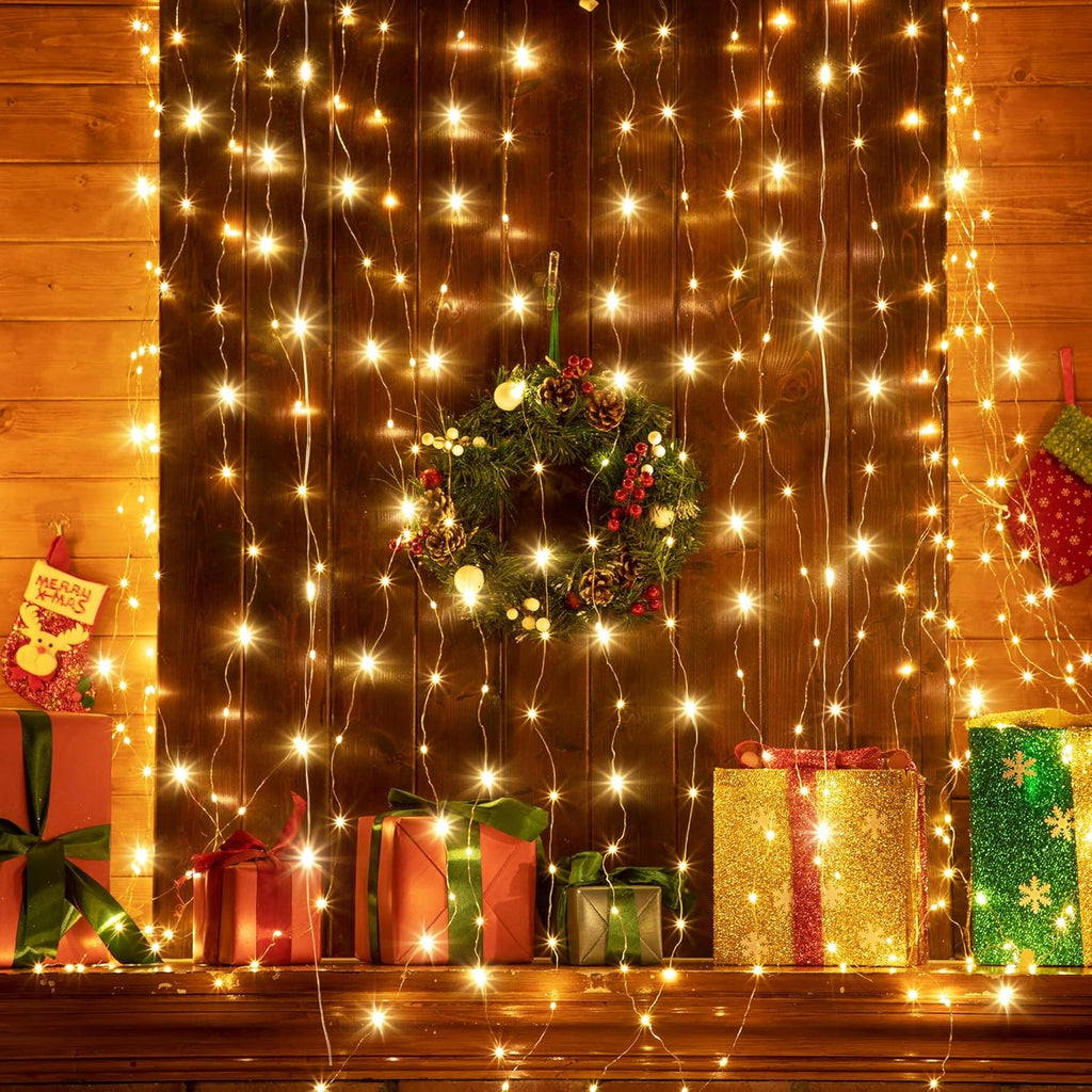 Tuanse 195 LED Curtain Lights - 6.5 x 5 Feet Fairy Backdrop with 8 Modes & Remote for Indoor/Outdoor Decor