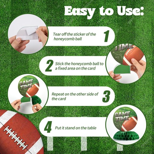 10 PCS Football Party Decorations, PureGuard Football Honeycomb Centerpieces Table Decorations Table Toppers for Football Birthday Party Favors Sports Party Decor
