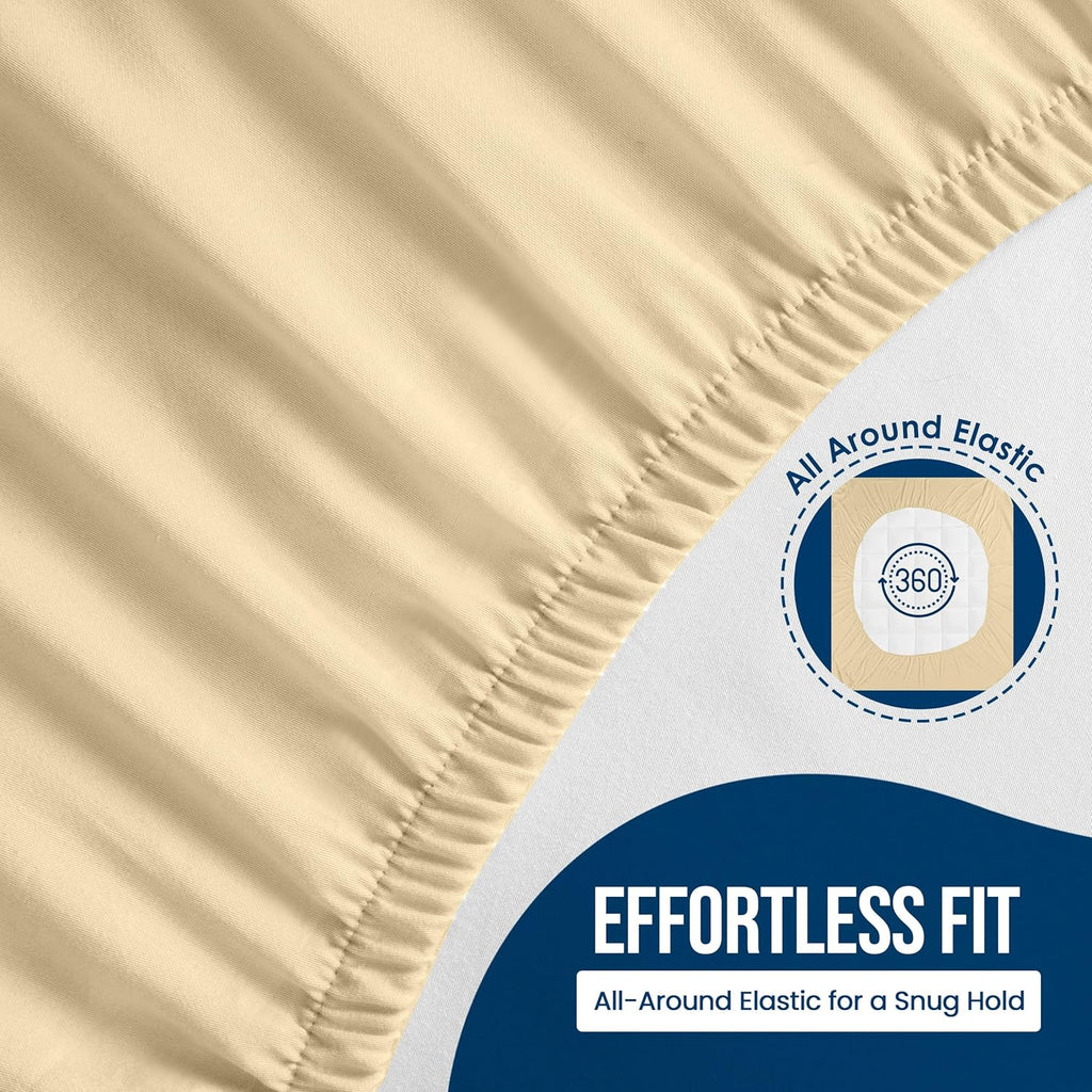 Utopia Bedding Twin Size Mattress Protector - Waterproof Terry Cover with Deep Pockets (Beige)
