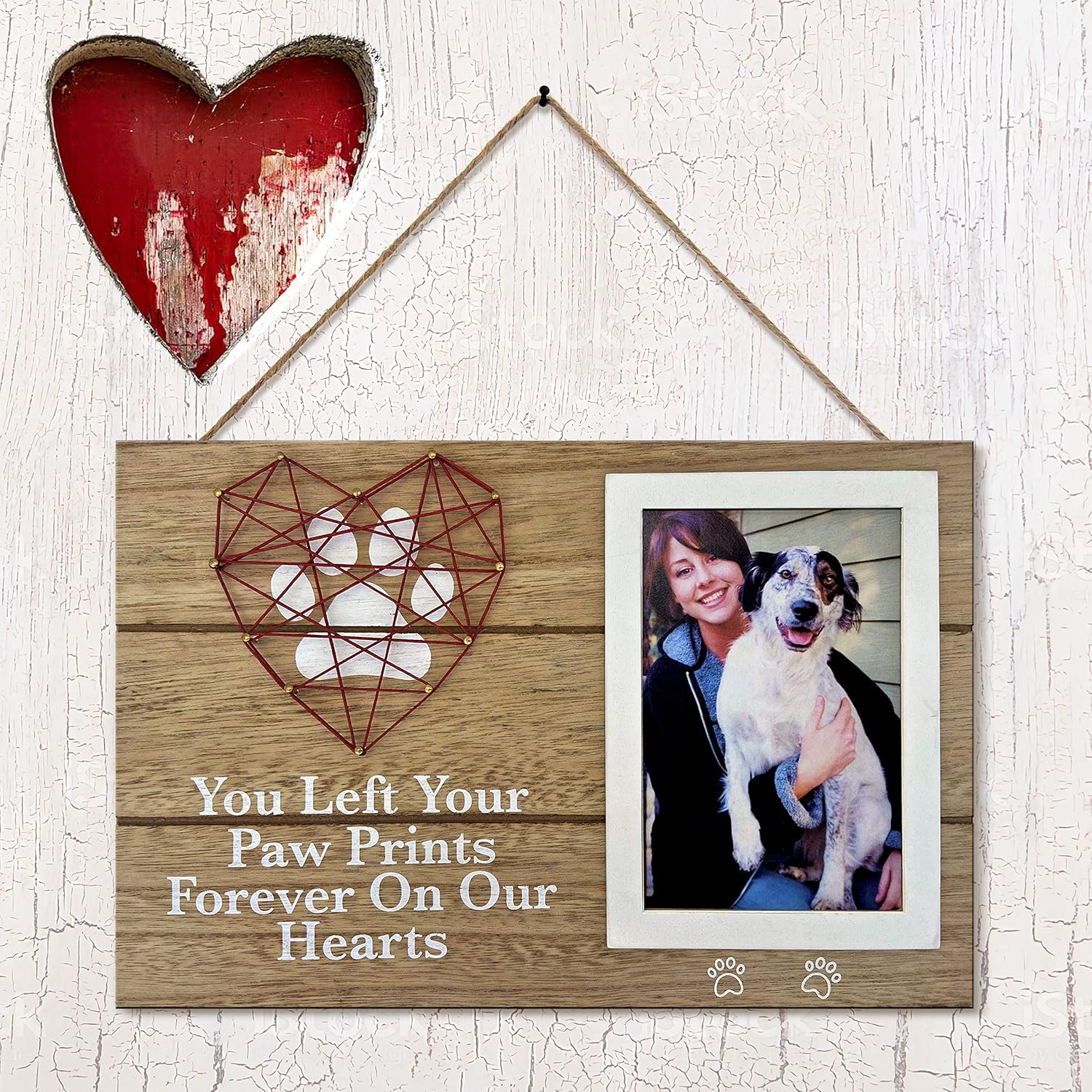 OakiWay Pet Memorial Picture Frame - 4x6 Paw Print Design for Dog & Cat Remembrance Gifts