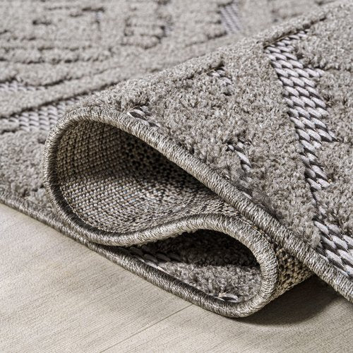 JONATHAN Y Mediterranean Tile Indoor Outdoor Area Rug 8X10 Dark Gray/Ivory, Citta High-Low Pile for Backyard, Patio, Porch, Easy-Cleaning, High Traffic, Pet-Friendly, Non-Shedding (SBH102C-8)